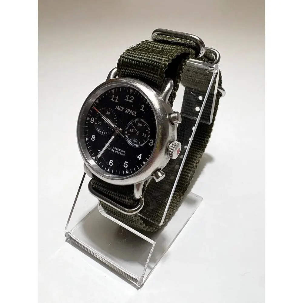 Jack Spade Norton 2-Eye Chronograph Stainless Steel Black Watch 38mm 2 Bands
